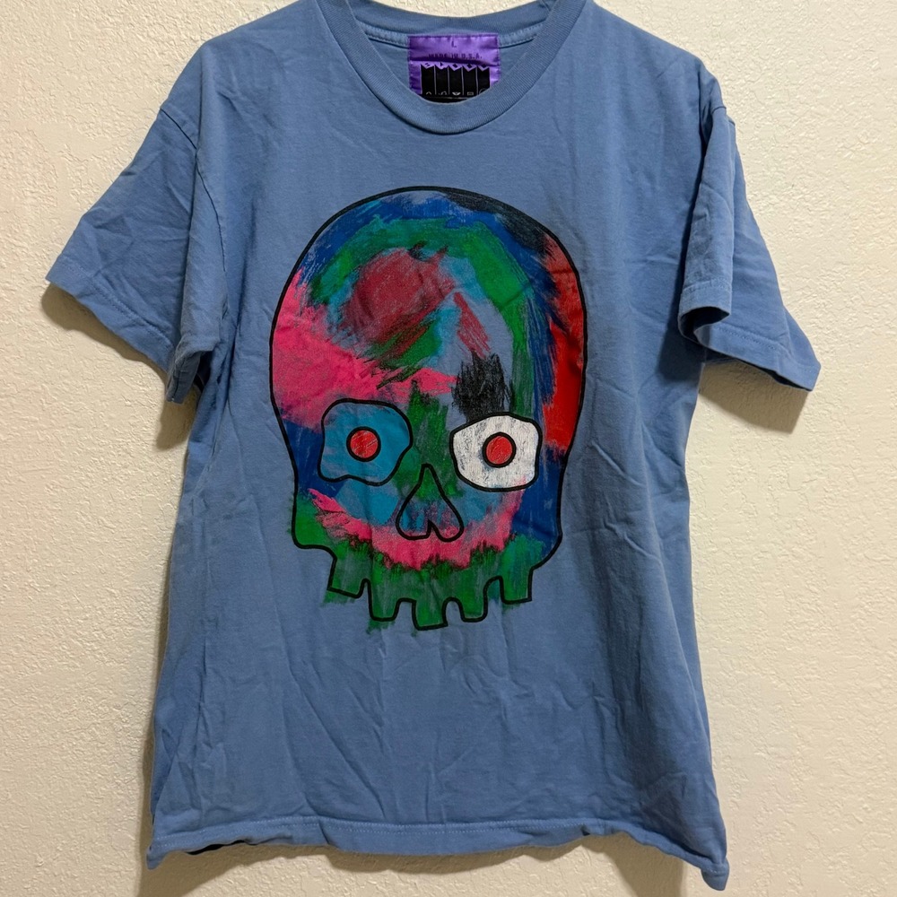 Baby K Not For Resale Skull Graphic T-Shirt Blue Large Made in USA - Picture 2 of 8